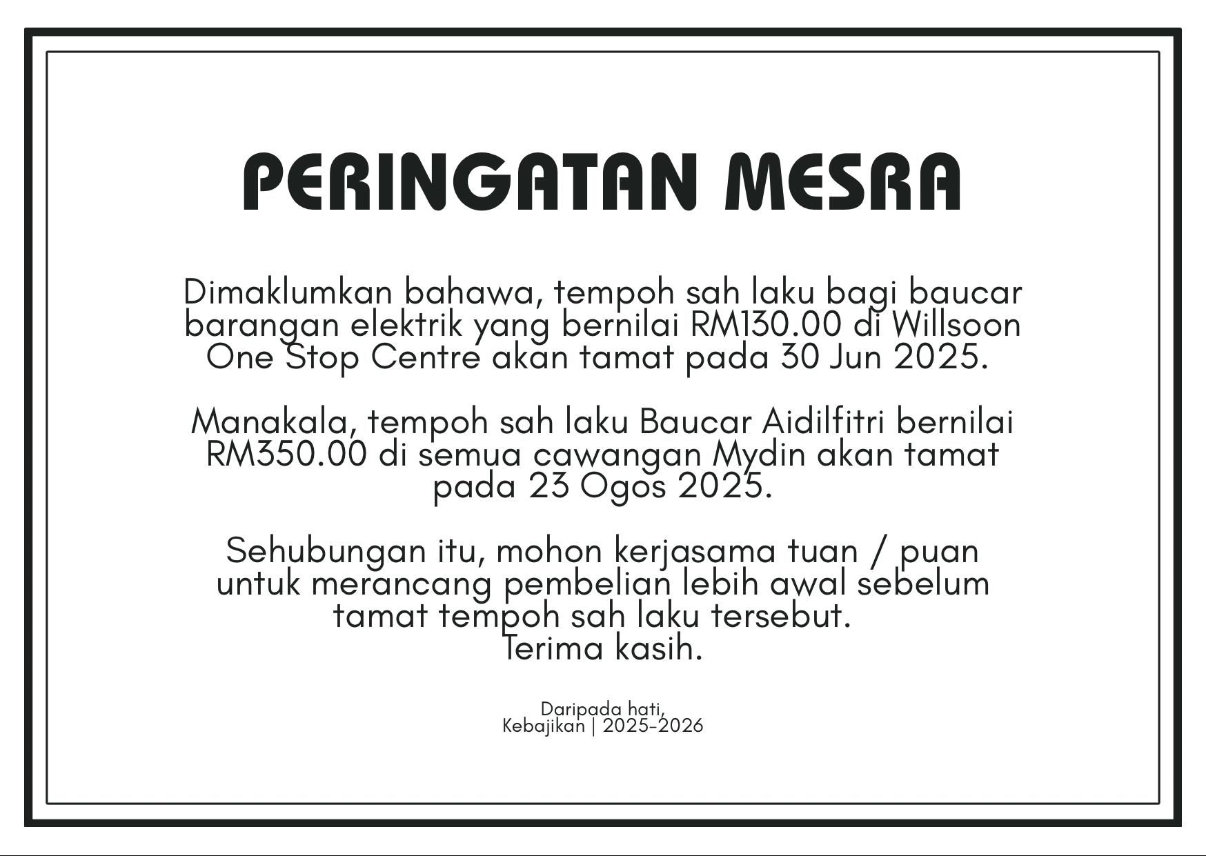 PERINGATAN TEMPOH SAH LAKU BAUCAR