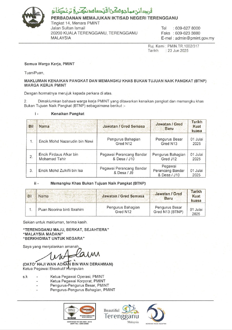 MAKLUMAN KENAIKAN PANGKAT JULAI2025